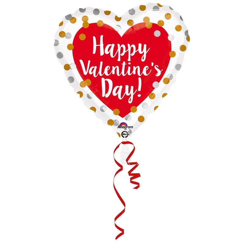 Dotted Valentine’s Day heart balloon 43cm