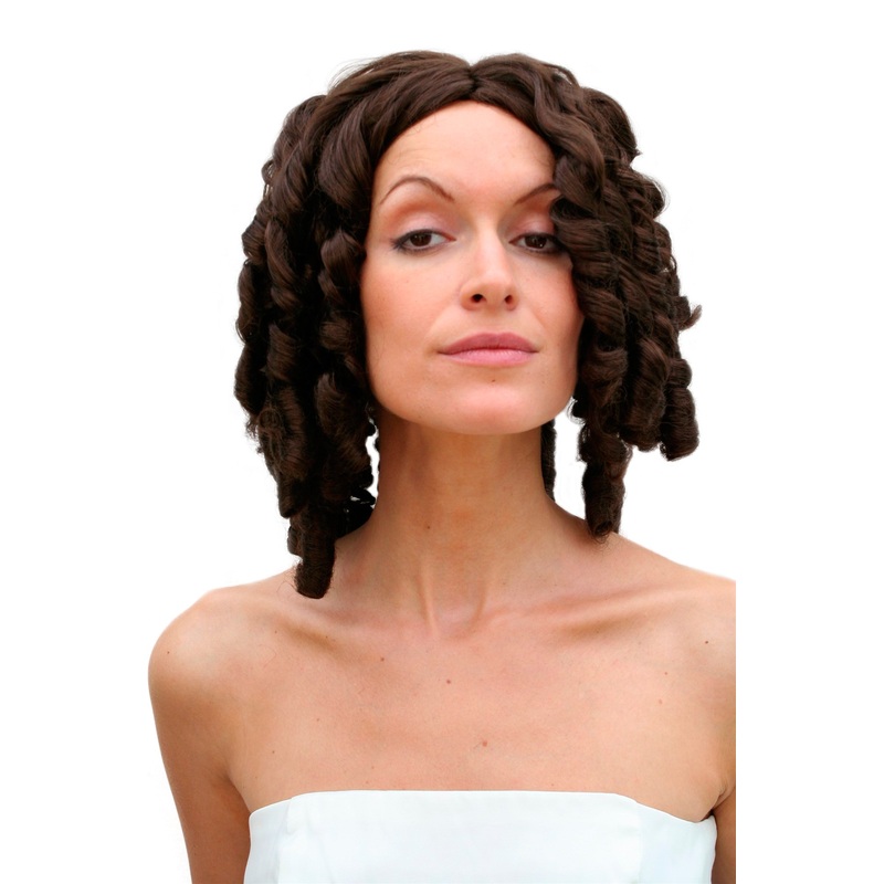 Lady Wig brown colonial civil war Victorian ringlets curls baroque pirate PW0049