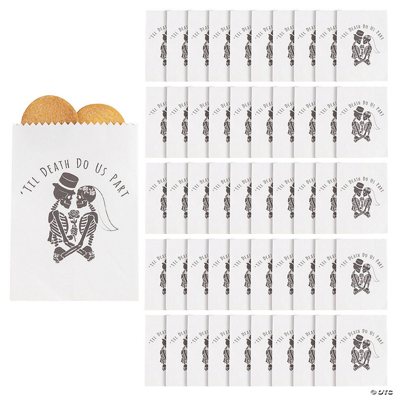 Bulk 50 Pc. Til Death Do Us Part Halloween Wedding Paper Treat Bags