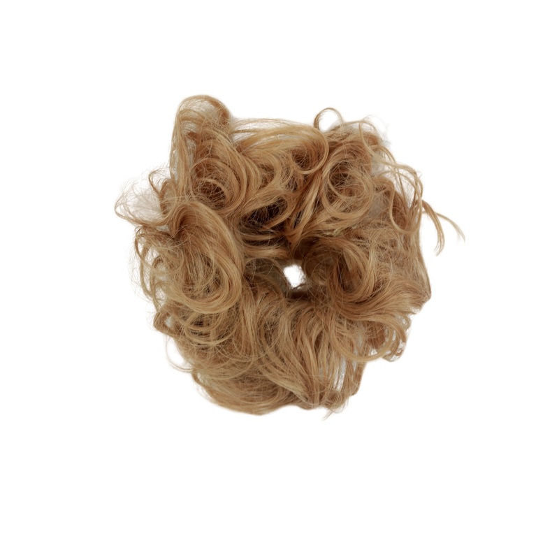Hair Piece Hair Tie elastic Scrunchy curly curls dark blond YZF-3054A-18