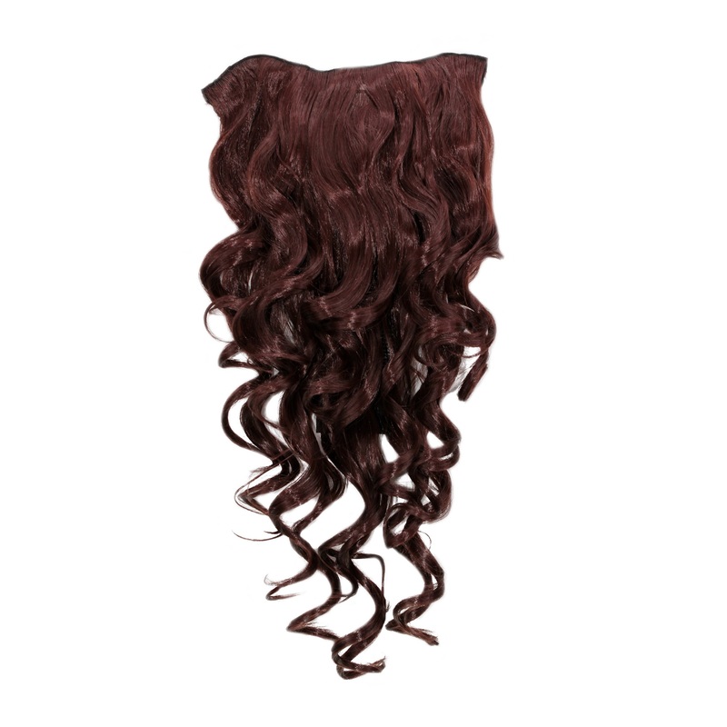 Hairpiece Halfwig 7 Clip In Extension long curls curled light mahogany H9503