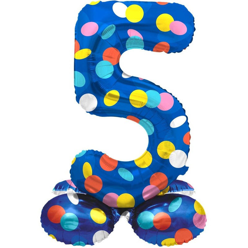 Standing number 5 balloon confetti rain 72cm