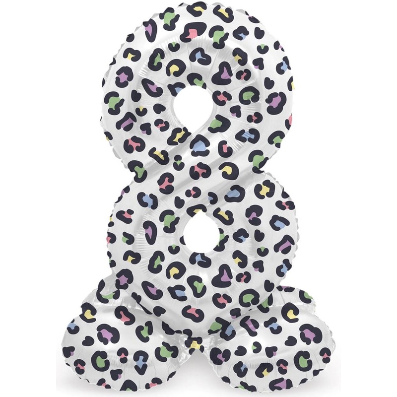 Standing Number 8 Balloon Leopard 72cm