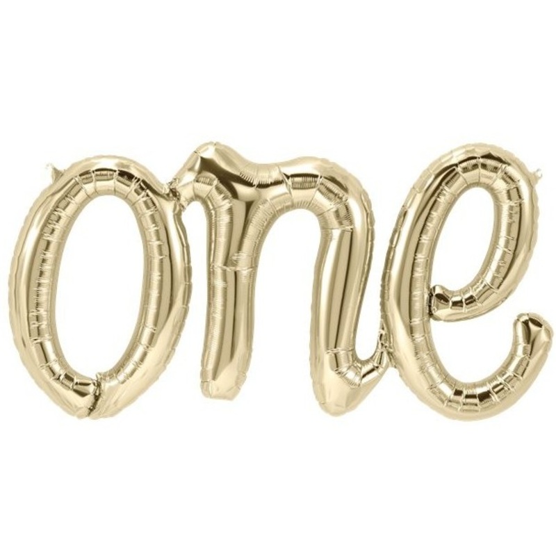 White gold One foil balloon lettering 76cm