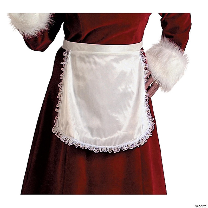 Womens Adult White Mrs. Claus Satin Apron