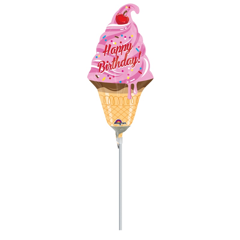 Birthday stick balloon Fruity cherry ice cream figure
