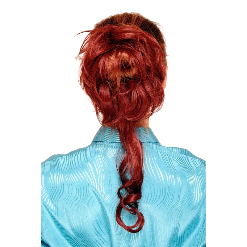 Hair Piece baroque voluminous wild curled scrunchy comb dark auburn YZF-3072HT
