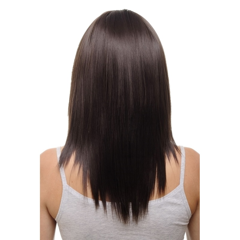 Hairpiece half wig clip-in extension 5 clip long straight chocolate brown HD1401