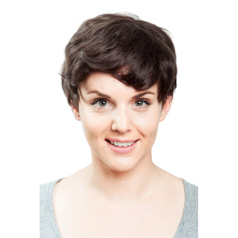 Lady Wig 100% Human hair naughty short style wavy waved dark brown K7-01HH-4