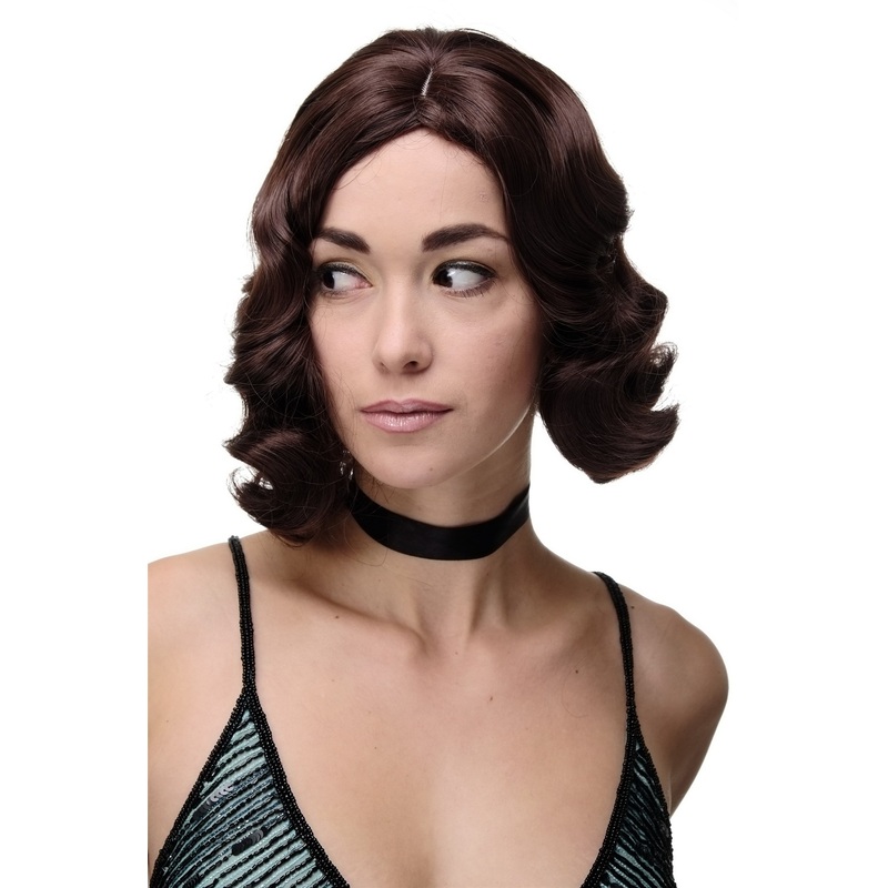Lady Wig Bob wavy middle parting 20’s Movie Star Diva Swing mahogany GFW1726