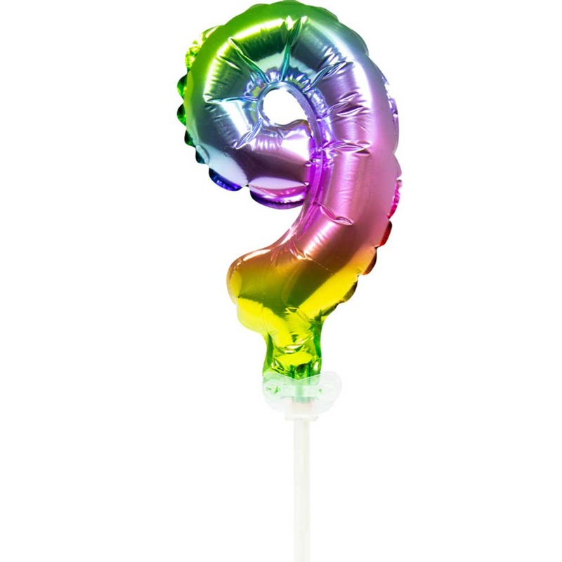 Rainbow cake decoration balloon number 9