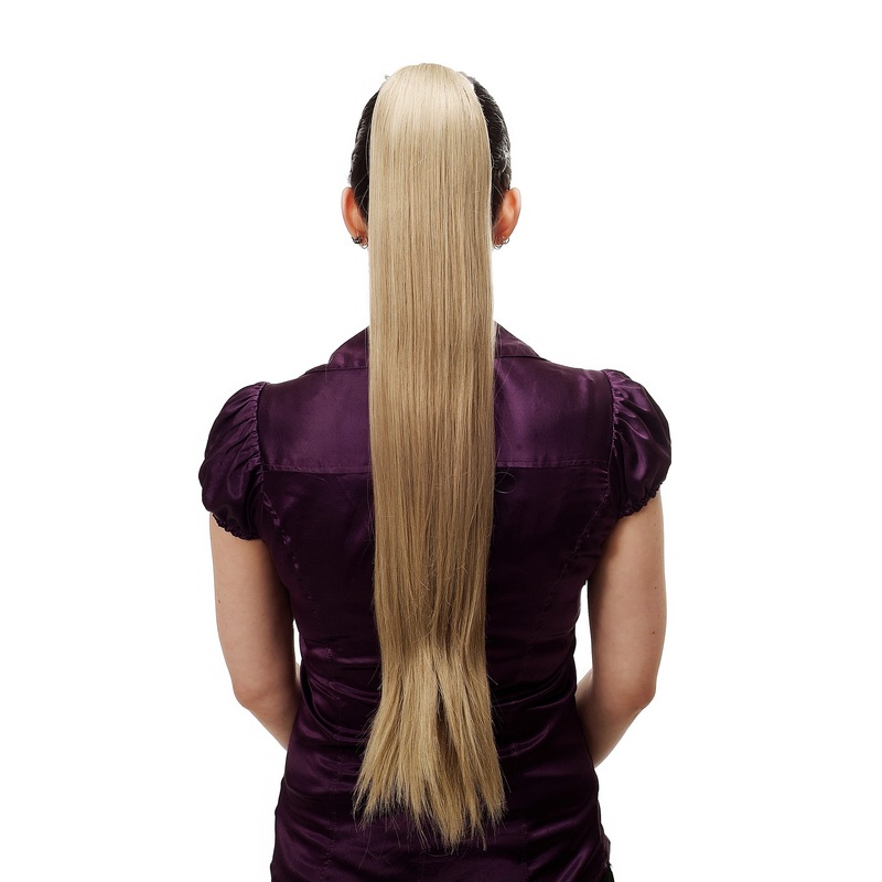 Hairpiece Ponytail Extension extremely long straight sleek blonde mix T113-613l/18