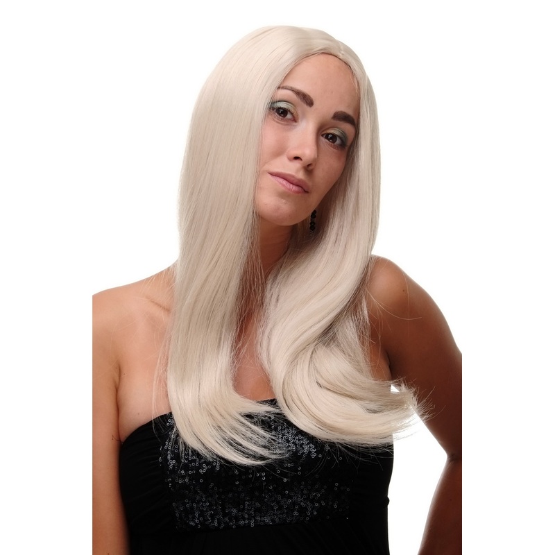 Lady wig long straight beautiful middle parting bright gold blonde mix SA-151