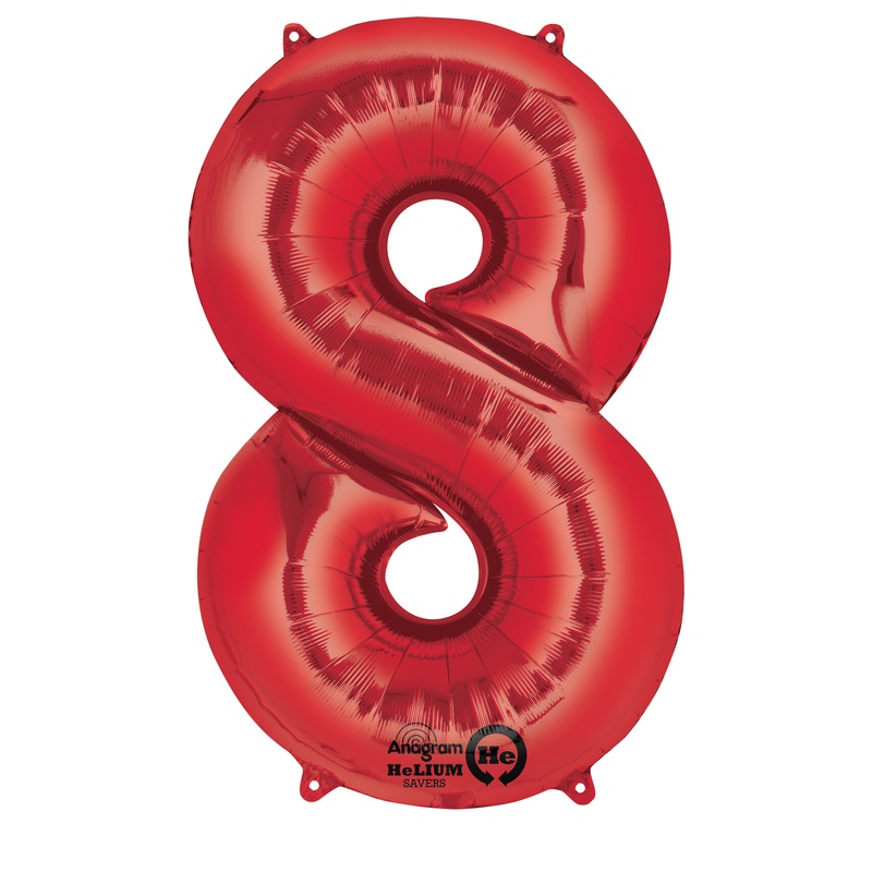 Number balloon 8 red 83cm