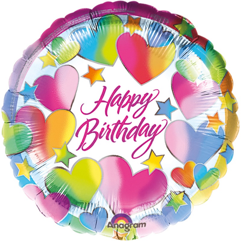 Round happy birthday heart balloon