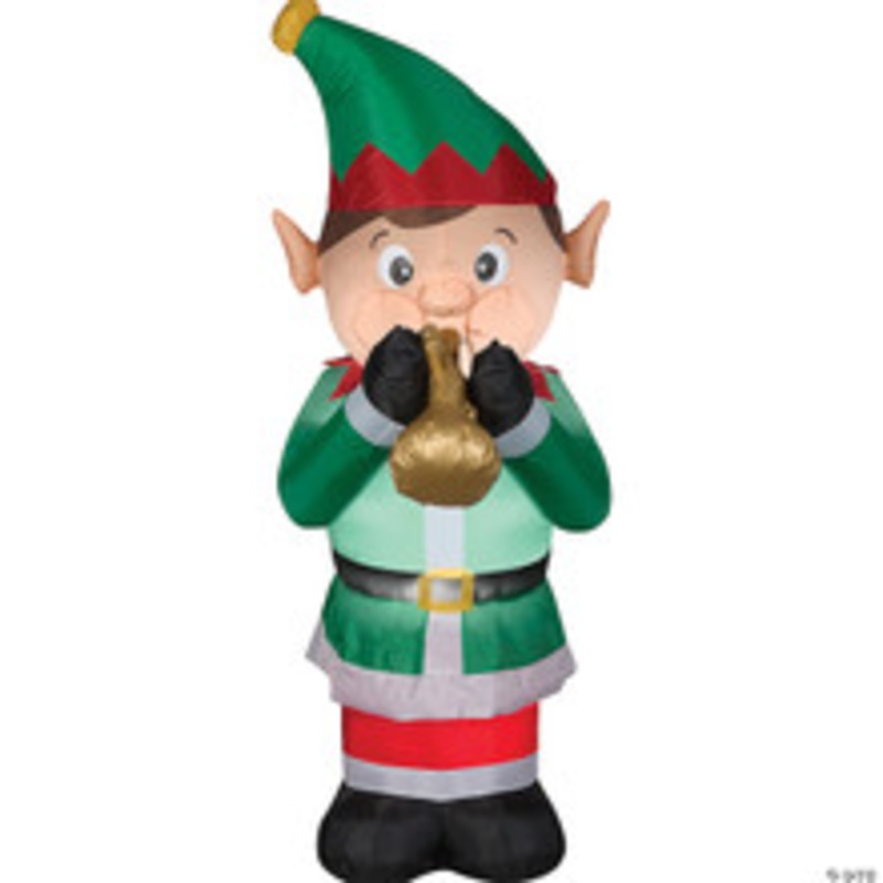 72 Blow Up Inflatable Animated Elf Playing Trumpet Outdoor Yard Decoration