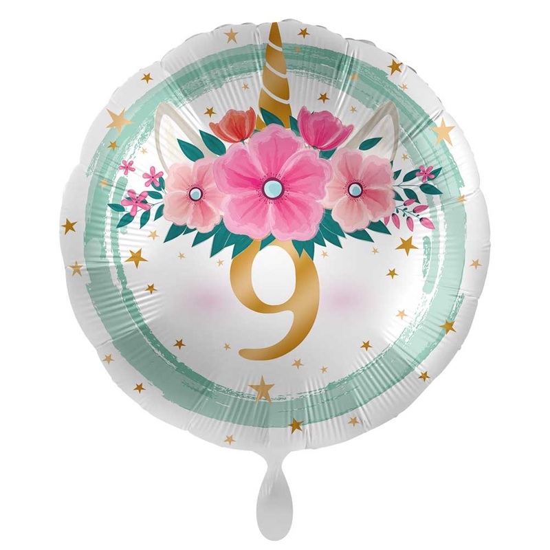 9th birthday balloon boho unicorn 45cm