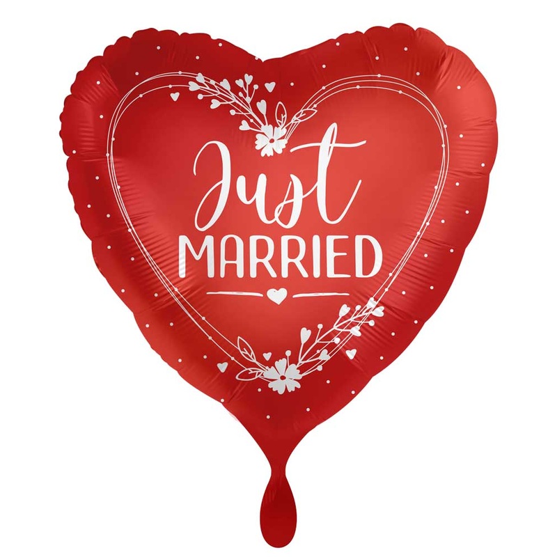Heart foil balloon Just Married red 45cm