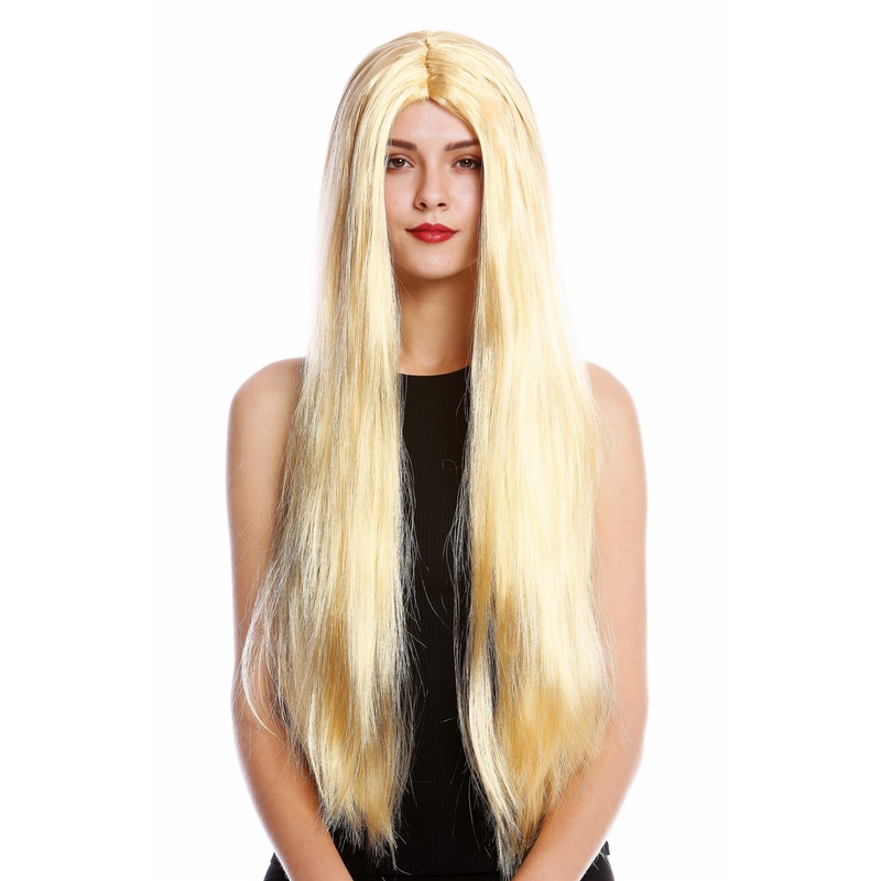 Lady Man party wig Halloween extremely long straight middle parting blond TH46