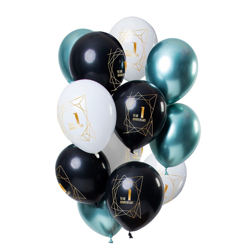 1st birthday 12 latex balloons multicolored