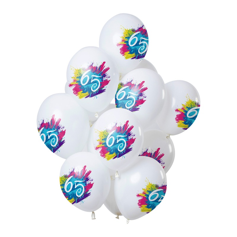 65th birthday 12 latex balloons Color Splash