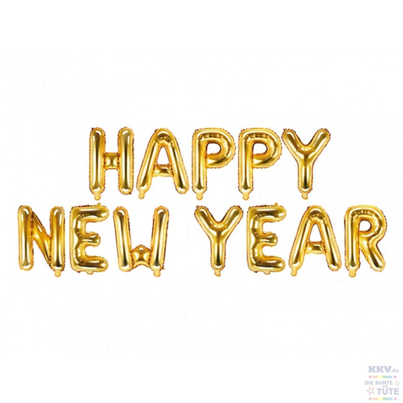Happy New Year balloon gold 3.7mx 35cm