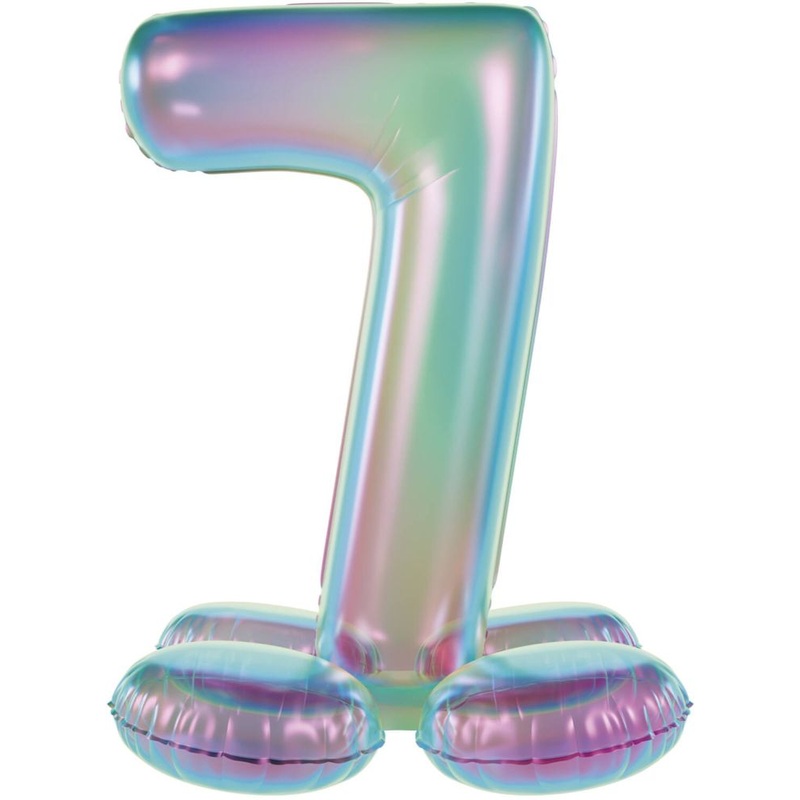 Standing foil balloon iridescent number 7