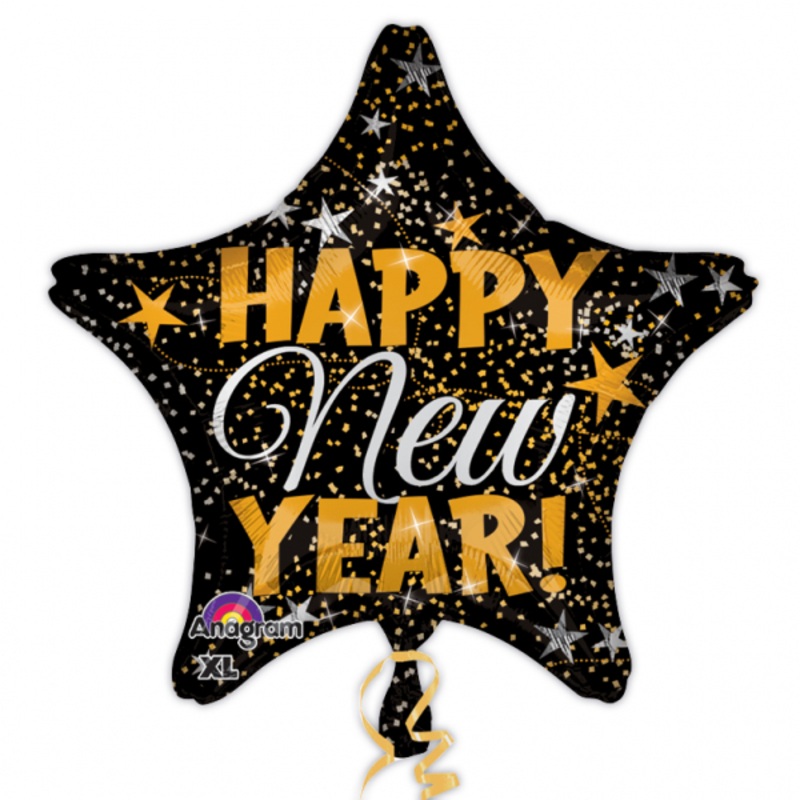 Star balloon New Year confetti rain 45cm