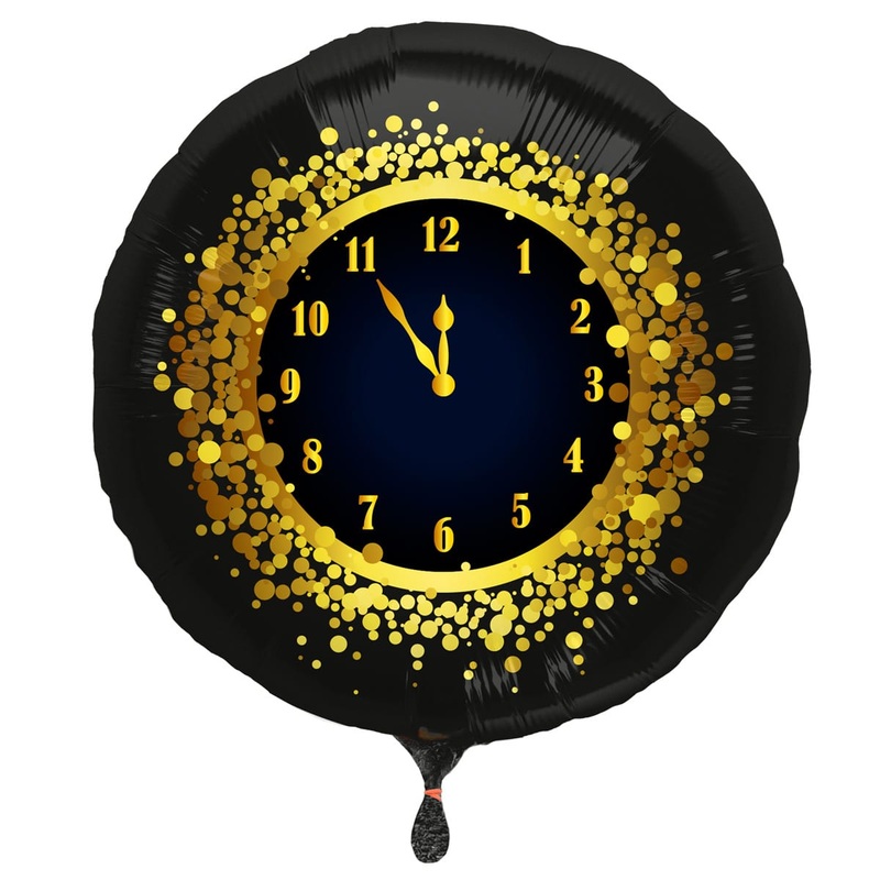 5 before New Year foil balloon black 45cm