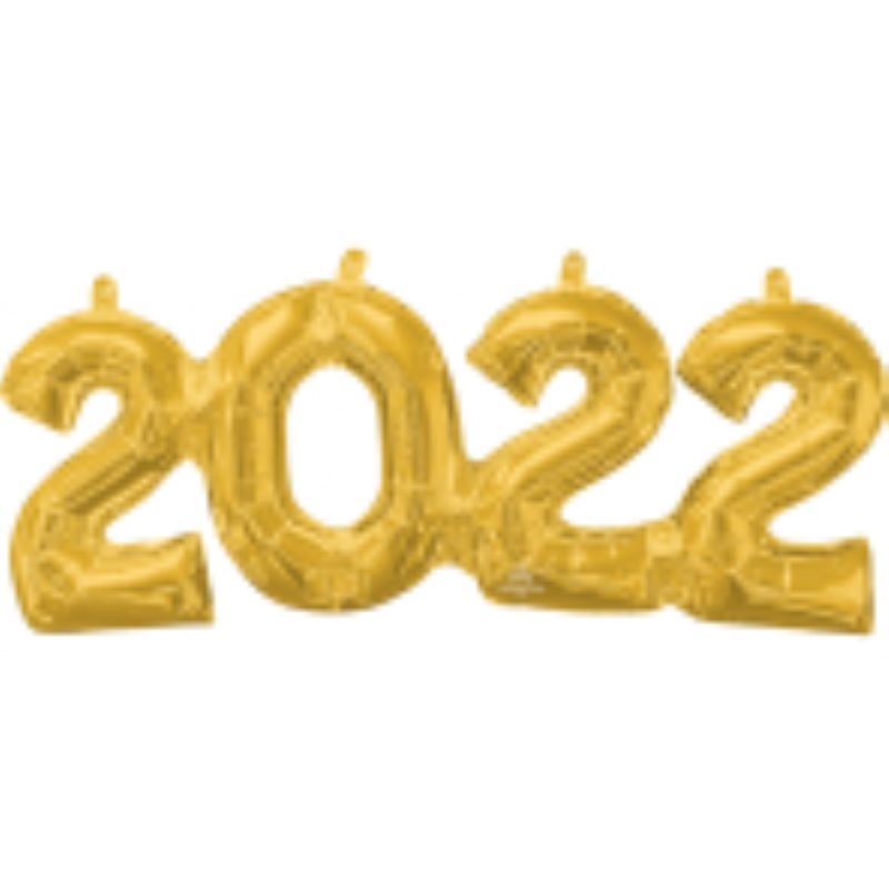 Golden 2022 foil balloon 53 x 22cm