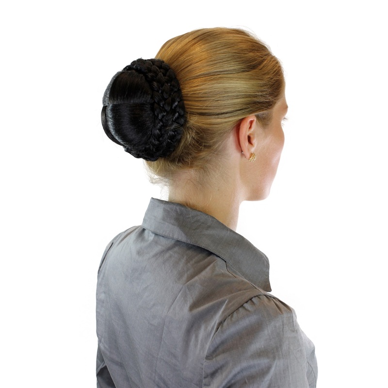 Hairbun Hairpiece bun hair knot braided braided plaited rim traditional off black N796-2