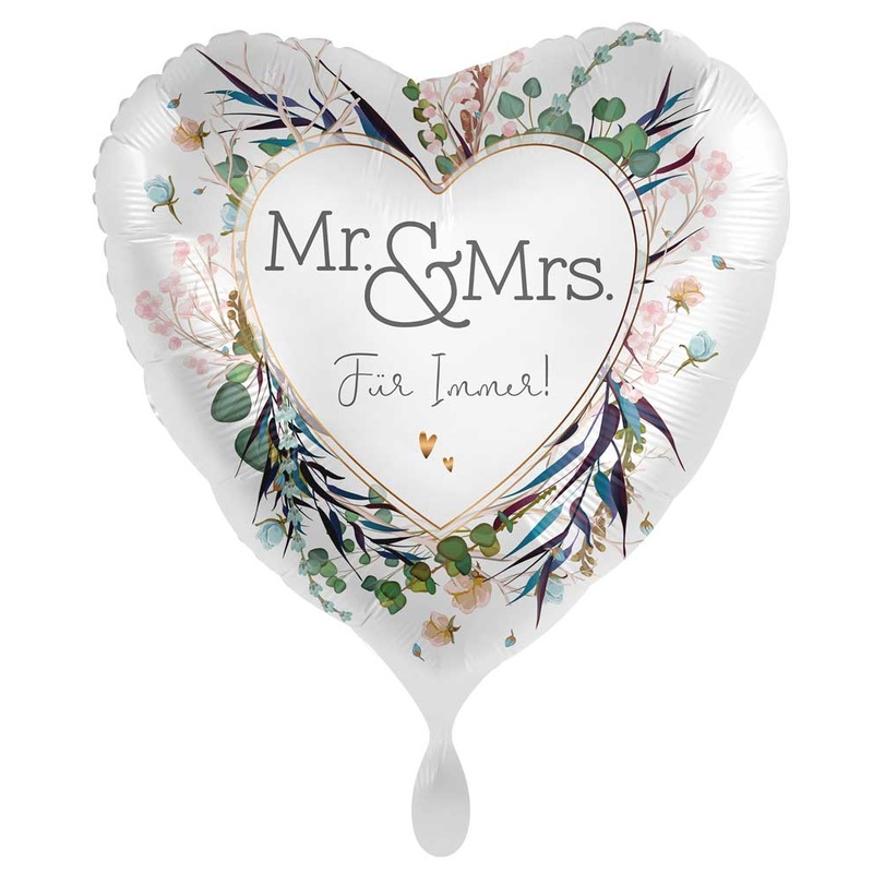 Heart foil balloon Mr and Mrs 45cm