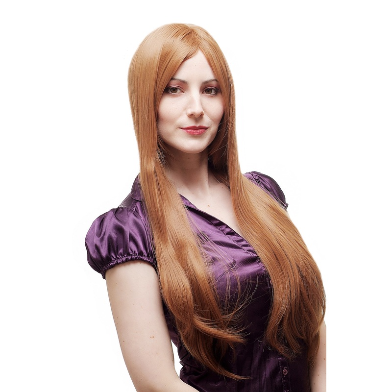 Lady Wig long straight long fringe middle parting layered reddish blond 3442