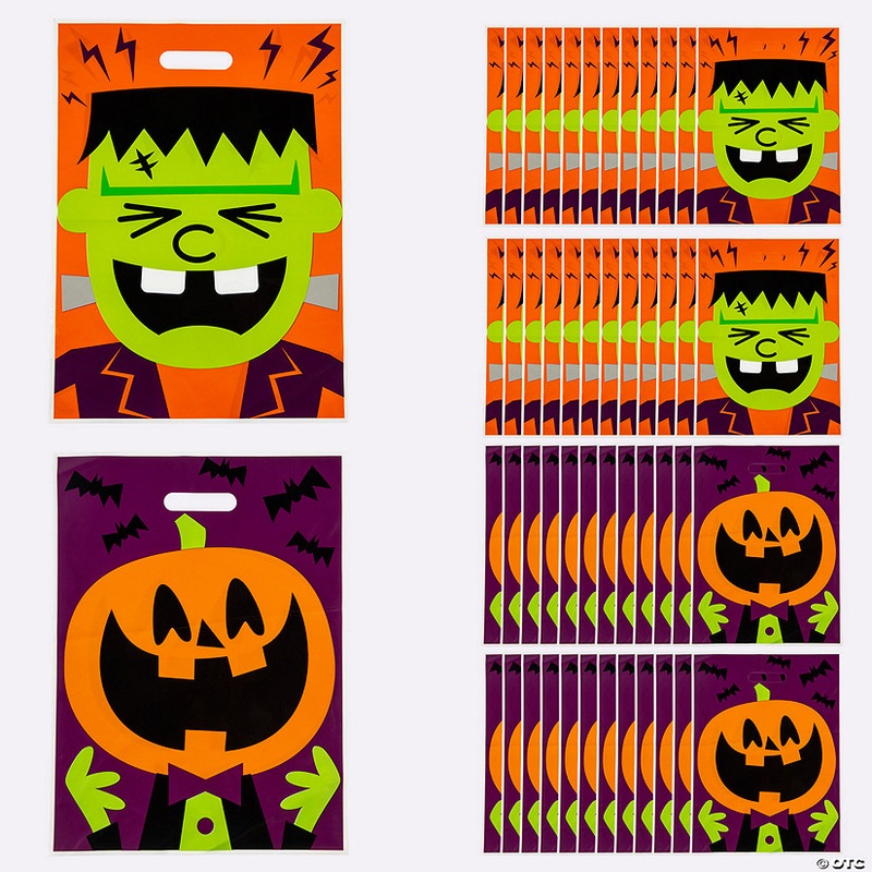 12 1/2 x 17 Bulk 50 Pc. Halloween Character Plastic Trick-or-Treat Goody Bags