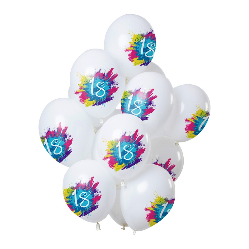 18th birthday 12 latex balloons Color Splash