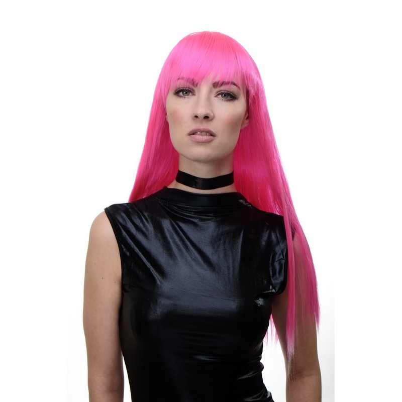 Lady cosplay Wig pink mix bangs fringe long straight Drag Queen Vamp GFW1833