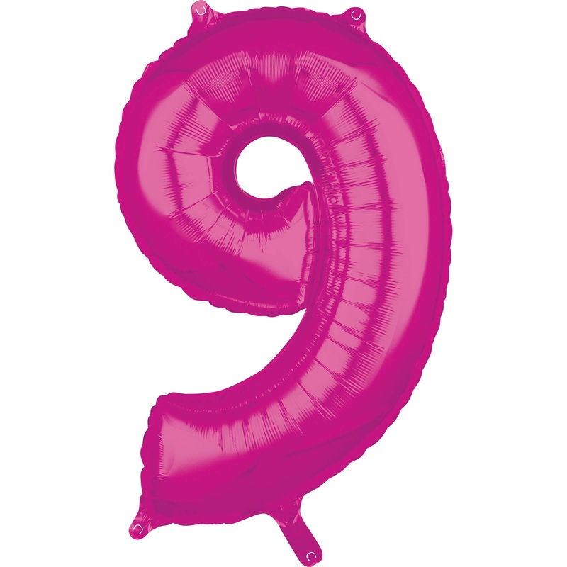 Pink number 9 foil balloon 66cm