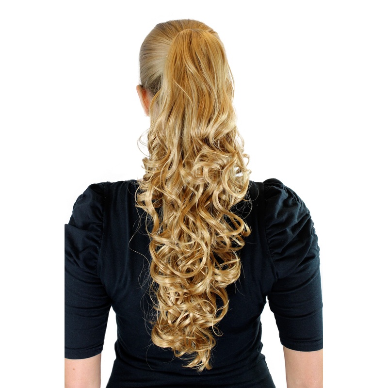Ponytail Hairpiece extension very long curled curls blond XF-9003-225