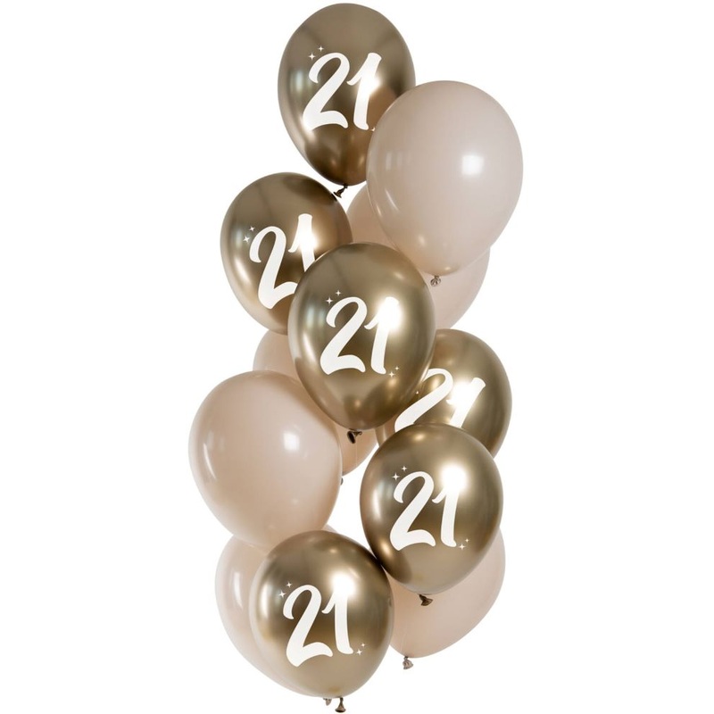 12 Golden 21th balloon mix 33cm