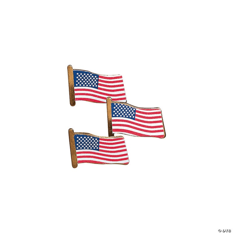 3/4 Bulk 72 Pc. Patriotic USA Flag Stars & Stripes Metal Pins