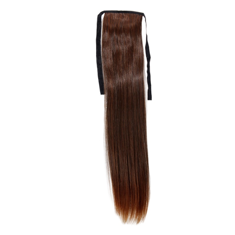 Hairpiece slim Ponytail Pigtail Chestnut Brown Straight Band + Clip Fastening YZF-TS18-2T30