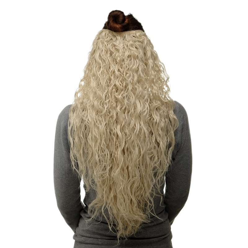 Half Wig Clip-In Extension very long  curls oily wet-look bright blond H9311
