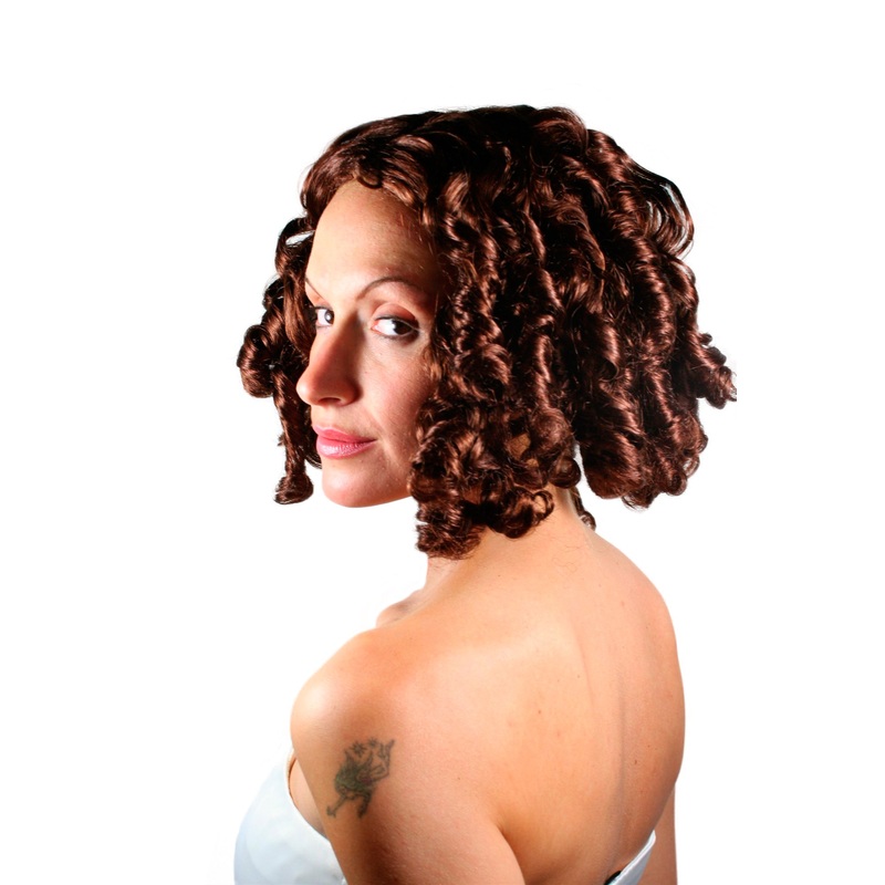 Lady wig colonial civil war Victorian curls ringlets baroque pirate brown LM3419