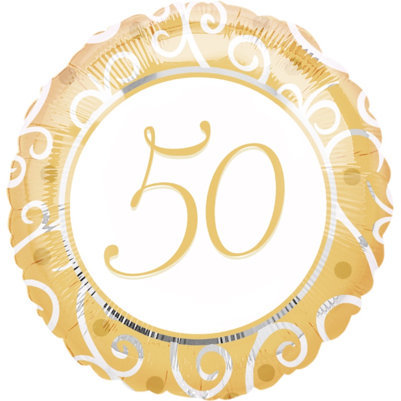 Number 50 foil balloon gold