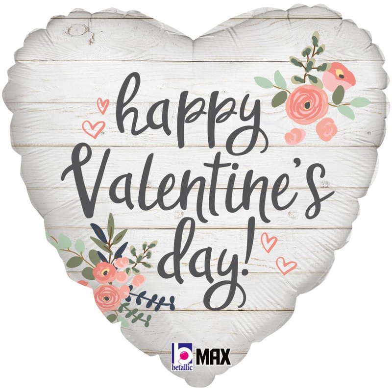 Rustic Valentine’s Day heart foil balloon 46cm