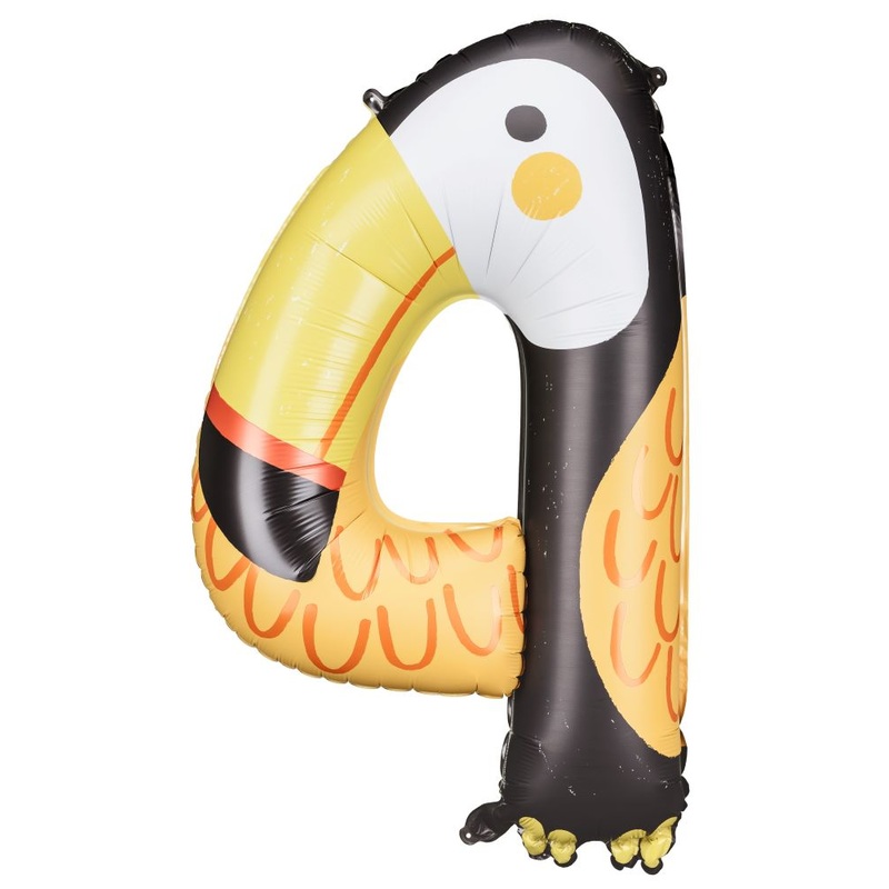 Animal world number 4 foil balloon 91cm