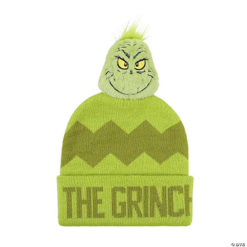 The Grinch Green Beanie With Plush Character Pom