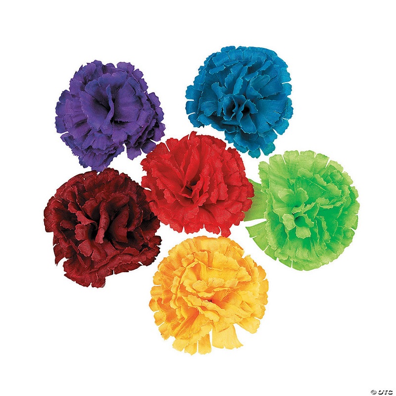 3 1/2 Bright Color Fiesta Flower Polyester Hair Clips  12 Pc.