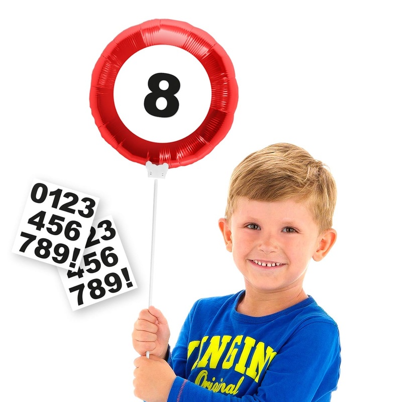 Balloon with rod traffic sign with sticker
