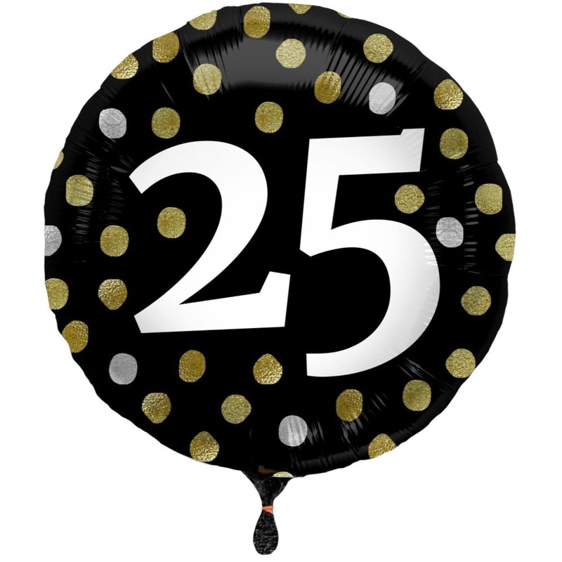 Foil Balloon 25th Birthday Glossy Black 45cm